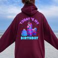 Todays My Birthday Llama Boy Family Party Decorations Women Oversized Hoodie Back Print Maroon