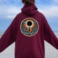 Totality April 8 2024 Total Solar Eclipse Yoga Women Oversized Hoodie Back Print Maroon