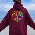 Tree Life Rainbow Lgbt Cool Gay Pride Flag Ally Fun Women Oversized Hoodie Back Print Maroon