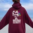 Unicorn Security Rainbow Muscle Manly Christmas Women Oversized Hoodie Back Print Maroon
