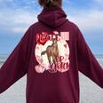 Valentine Horse Simply Watercolor Southern Colors Comfort Women Oversized Hoodie Back Print Maroon
