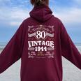 Vintage 1944 80Th Birthday 80 Year Old For Women Women Oversized Hoodie Back Print Maroon