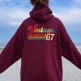 Vintage 1967 Retro 55'S 55Th For B-Day Women Oversized Hoodie Back Print Maroon