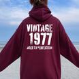 Vintage 1977 Birthday Retro Style Women Oversized Hoodie Back Print Maroon