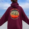 Vintage 1982 T For Retro 1982 Birthday Women Oversized Hoodie Back Print Maroon