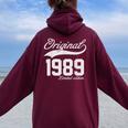 Vintage 1989 Original Parts 35Th Birthday Women Oversized Hoodie Back Print Maroon