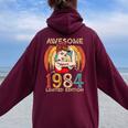 Vintage 38Th Birthday For Awesome Since 1984 Women Oversized Hoodie Back Print Maroon