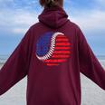 Vintage Baseball American Flag For Boys Girls Women Women Oversized Hoodie Back Print Maroon