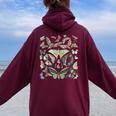 Vintage Butterfly And Moth Cute Graphic For Teacher Womens Women Oversized Hoodie Back Print Maroon
