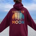 Vintage Harvest Moon Autumn Fall Women Oversized Hoodie Back Print Maroon
