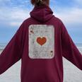 Vintage Poker Playing Cards Ace Of Hearts Women Oversized Hoodie Back Print Maroon