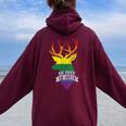 Vintage Rainbow Oh Deer I'm Queer Pride Lesbian Gay Lgbtq Women Oversized Hoodie Back Print Maroon