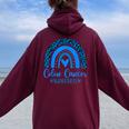We Wear Blue Rainbow Awsewome For Colon Cancer Awareness Women Oversized Hoodie Back Print Maroon