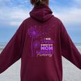 I Wear Purple In Memory Of My Mom Alzheimer's Awareness Women Oversized Hoodie Back Print Maroon