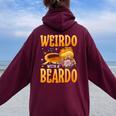 Weirdo With A Beardo Bearded Dragon Beardie Women Oversized Hoodie Back Print Maroon