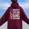 Whiskey Steak Guns Freedom Gun Bbq Drinking -On Back Women Oversized Hoodie Back Print Maroon
