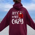 Women's Christmas Let's Get Cozy Christmas Women Oversized Hoodie Back Print Maroon