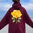 Yellow Rose Flower Hot Topic Women Oversized Hoodie Back Print Maroon