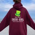 Yes I’M An Irish Girl I Speak Fluent Sarcasm St Patrick's Women Oversized Hoodie Back Print Maroon
