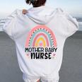 0Jvn Mother Baby Nurse Rainbow Postpartum Nursing Life Women Oversized Hoodie Back Print White