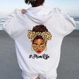 Afro Woman Messy Bun Black Mom Life Mother's Day Women Oversized Hoodie Back Print White