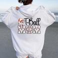 Ball Mom Leopard Tball Mom Mother's Day Women Oversized Hoodie Back Print White