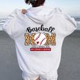 Baseball Mom Leopard Loud & Proud Baseball Mama Women Oversized Hoodie Back Print White