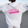 Billie First Name Girl Vintage 70S Style Personalized Retro Women Oversized Hoodie Back Print White