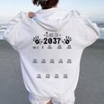 Class Of 2037 Grow With Me Pre-K To 12Th Grade Handprint Women Oversized Hoodie Back Print White