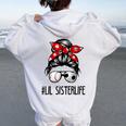 Classy Lil Sister Life Soccer Messy Bun Baseball Game Day Women Oversized Hoodie Back Print White