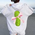 Coquette Bows With Pickle Cute Coquette Girl Pickle Lover Women Oversized Hoodie Back Print White