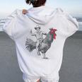 Cowboy Riding Chicken Women Oversized Hoodie Back Print White
