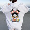 Cute 100Th Day Of School Girls Messy Bun 100 Days Smarter Women Oversized Hoodie Back Print White