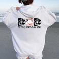 Dad Of The Birthday For Girl Cow Farm First Birthday Cow Women Oversized Hoodie Back Print White