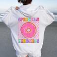 Donut Sprinkle Kindness Girls Doughnut Lover Women Oversized Hoodie Back Print White