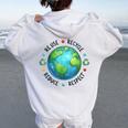 Earth Day Teacher Environment Day Recycle Earth Day Women Oversized Hoodie Back Print White