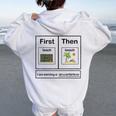 First Teacher Then Beach I Am Earning A Summer Break Women Oversized Hoodie Back Print White