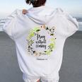 Floral Christian Pray Without Ceasing Bible Verse Motivation Women Oversized Hoodie Back Print White