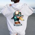 4Th Of July Duck American Flag Patriotic Duck Hunting Women Oversized Hoodie Back Print White