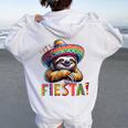 Let's Fiesta Sloth Cinco De Mayo Fiesta Mexican Women Oversized Hoodie Back Print White