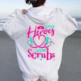 Super Heroes Wear Scrubs Valentine's Day Nursing Nurse Women Oversized Hoodie Back Print White
