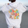 Good Vibes Only Peace Sign Love 60S 70S Retro Groovy Hippie Women Oversized Hoodie Back Print White