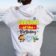 Grandma Of The Birthday Boy Toy Familly Matching Story Women Oversized Hoodie Back Print White