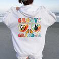 Groovy Grandma 70S Vibe Bday Colors Groovy Peace Sign Women Oversized Hoodie Back Print White