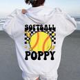 Groovy Softball Poppy Ball Poppy Pride Women Oversized Hoodie Back Print White