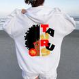 Half Face Taurus Black Queen Birthday Zodiac Curly Hair Women Oversized Hoodie Back Print White