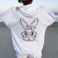 Happy Easter Cute Bunny Face Tie Dye Glasses Rabbit Girl Kid Women Oversized Hoodie Back Print White