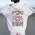 Happy Easter Groovy Bunny Face Don't Worry Be Hoppy Women Women Oversized Hoodie Back Print White
