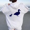 Mama Duck 1 Duckling Animal Family B Women Oversized Hoodie Back Print White