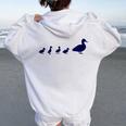 Mama Duck 4 Ducklings Animal Family B Women Oversized Hoodie Back Print White